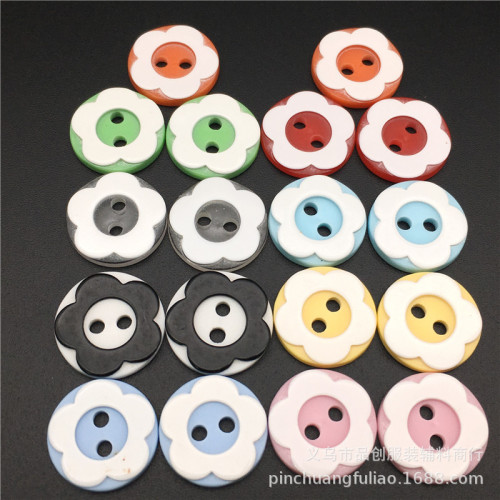 Wholesale Color Double Layer Plum Resin Button Cartoon Children‘s Clothing Two-Eye Shirt Plum Button 
