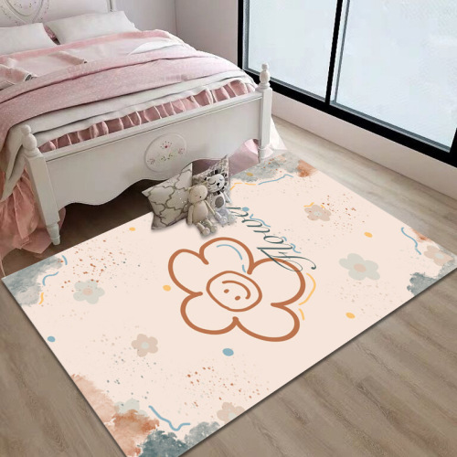 Cartoon Living Room Carpet Home Bedroom Bedside Blanket Covered with Crystal Velvet Absorbent Non-Slip Floor Mat Soft and Comfortable Floor Mat 