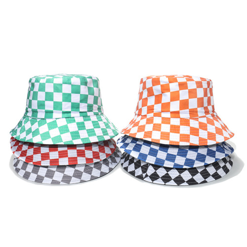 Cross-Border New European and American Retro Fisherman Hat Women‘s Casual All-Match Sun Protection Chessboard Plaid Basin Hat 2022 Spring and Summer