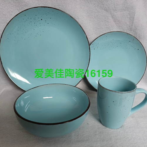 16-head colored glaze phnom penh ceramic tableware set