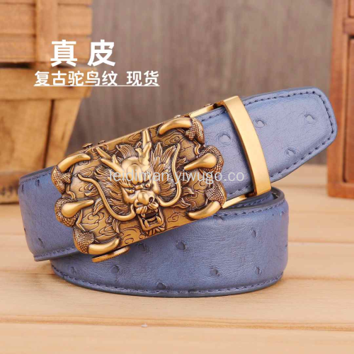 Factory Direct Sales Men‘s Leather Belt Automatic Buckle Business Belt Men‘s Cowhide Belt Wholesale Antique Belt