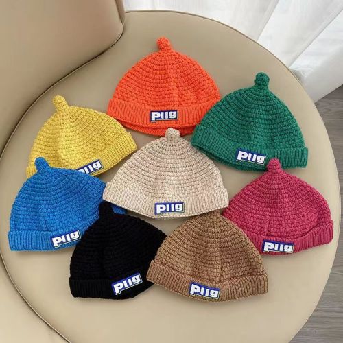 Nipple Cap Children‘s Knitted Woolen Cap Boys and Girls Autumn and Winter Warm Thickened Baby Pullover Melon Skin Hat Trend