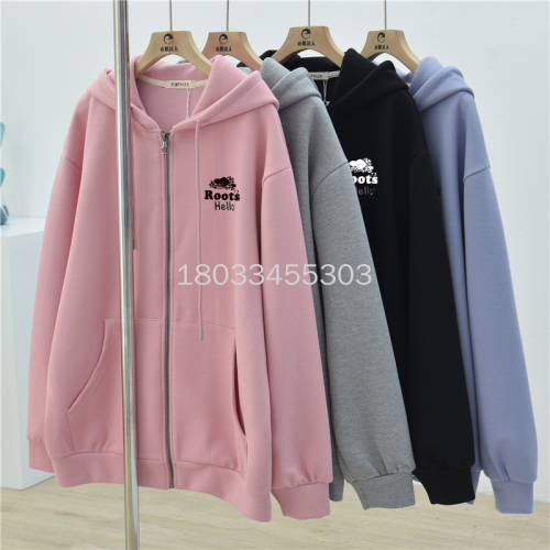 Factory Direct Sales Autumn and Winter Women‘s Sweater with Zip Supply Brushed Womenswear Coat Stall Goods Wholesale Clearance Tail Goods