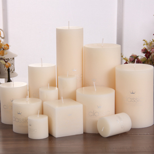Factory Direct Supply Candle Romantic Birthday Wedding Candle Ivory White Classic Cylindrical Smokeless Tasteless Candle Wholesale 