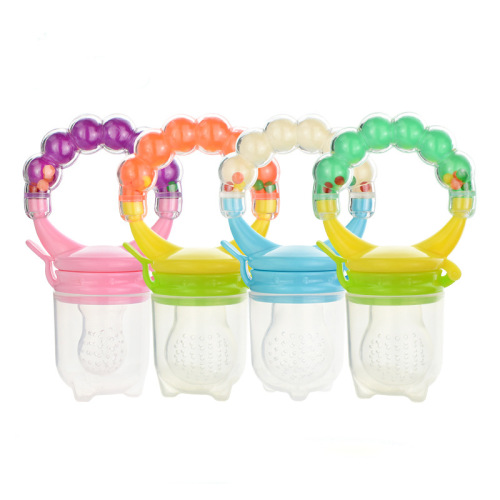 Fruit and Vegetable Rattle Baby Silicone Nipple Rattle Happy Bite Bell Pacifier Food Feeder Fruit Supplement Nipple