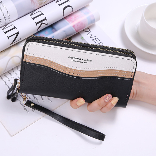 New Double Zipper Wallet for Women long Clutch Large Capacity Double-Layer Wallet Korean Style Contrast Color Change Mobile Phone Bag