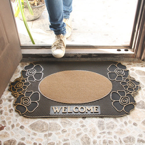 factory direct sales in stock wholesale entrance foyer doorway non-slip earth removing rose pattern rubber floor mat one piece dropshipping