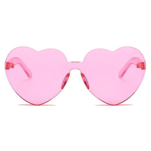 Peach Heart Sunglasses Love Sun Glasses Jelly Color Frameless Heart-Shaped One-Piece Glasses Dazzling Color Glasses