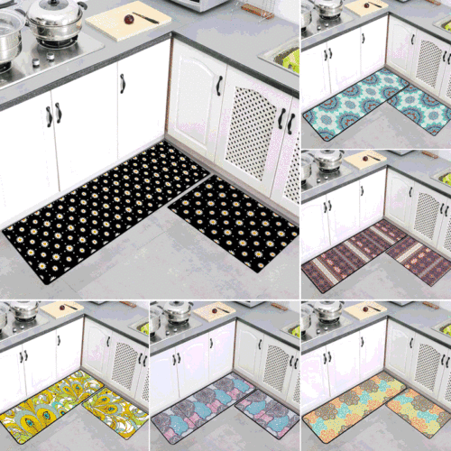 kitchen floor mat two-piece printed carpet door mat bathroom floor mat modern minimalist kitchen carpet