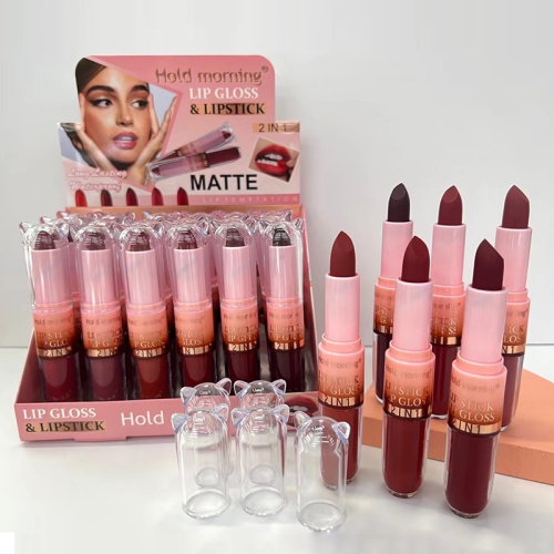 e-commerce is dedicated to two-in-one lipstick matte lip gloss non-stick cup velvet matte lipstick