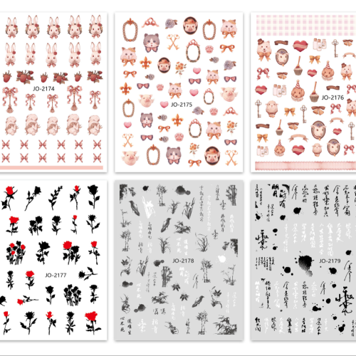 new manicure stickers rococo sweet pet bunny nail stickers national ink color rose decorative stickers
