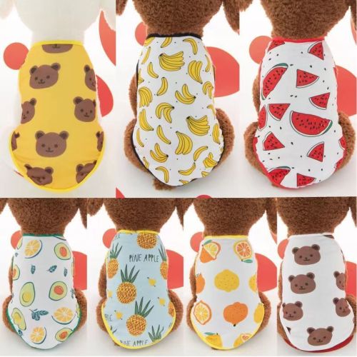 summer new pet dog dog clothes thin vest polyester printed fruit cute teddy bomei cat clothing