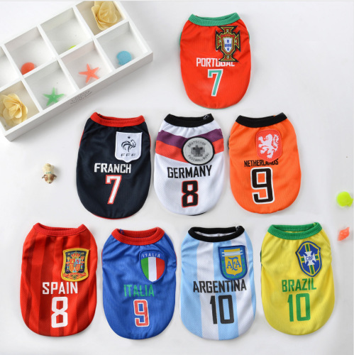 Pet Clothes Wholesale Large， Medium and Small Dogs Golden Retriever Cat World Cup Basketball Jersey Football Vest Dog Clothes