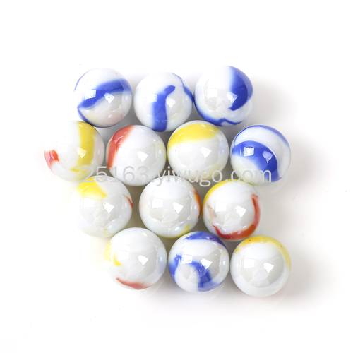 20 16mm Porcelain White Three-Flower Glass Marbles 1.6cm Checkers Ball