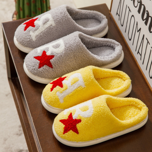 Cotton Slippers Female Winter Thick Bottom Non-Slip Couple Cute Cartoon Indoor Male Winter Dormitory Autumn and Winter Home Confinement Shoes 