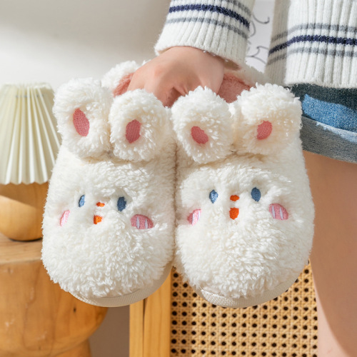 closed-toe cotton slippers women‘s autumn and winter indoor home 2022 new online celebrity cute rabbit girl slippers