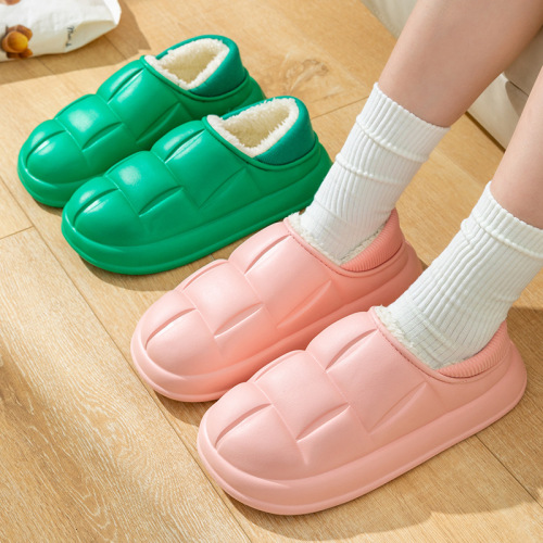 waterproof cotton slippers women‘s autumn and winter bag heel indoor home eva thick bottom non-slip postpartum confinement cotton shoes can be worn outside
