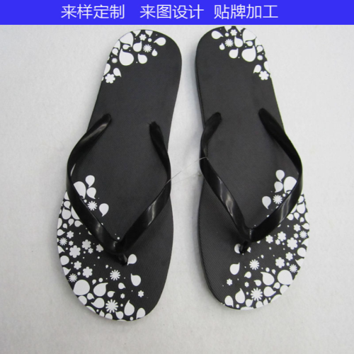 2022 summer beach black printed flip flops women‘s outdoor non-slip sandals can be printed logo pattern