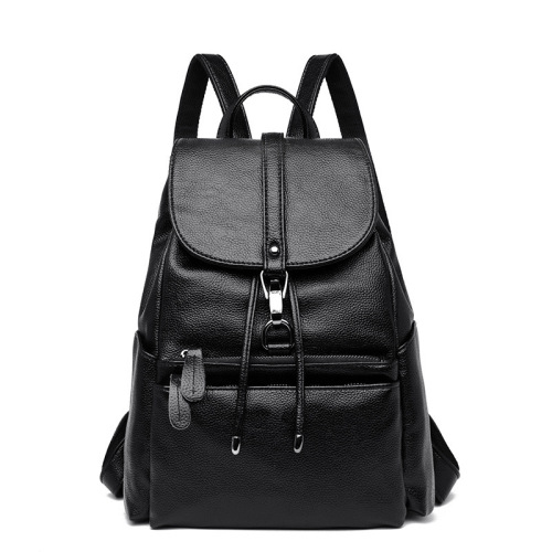 Pu Soft Leather Backpack Fashion All-Match Minimalist Preppy Style Casual Backpack