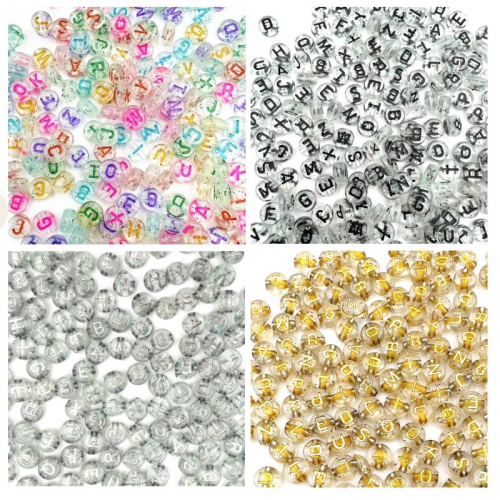 acrylic glitter powder english letter beads diy jewelry accessories beaded material children‘s early education flat beads