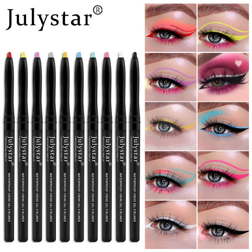 Julystar Color Eyeliner Glue Pen Ultra-Fine Eyeliner Waterproof Oil-Proof Non-Blooming Long-Lasting Eyeliner Genuine Wholesale