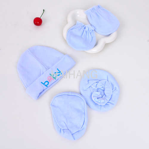 babies‘ gloves foot cover five-piece baby birth babies‘ suit baby tire cap anti-claw gloves foot cover