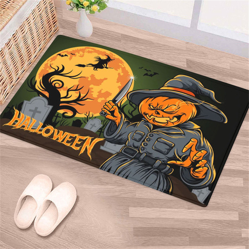 halloween door mat outdoor digital printing pumpkin ghost absorbent non-slip floor mat home bedroom living room carpet