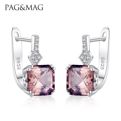 pag & mag s925 sterling silver earrings female pink morganite aliexpress amazon hot selling temperament earrings