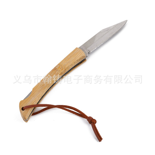 factory direct supply multifunctional knife stainless steel knife folding bamboo handle knife outdoor carrying fruit knife small folding knife