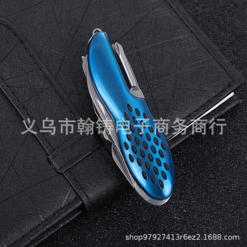 Factory Direct Supply Creative Peanut Shell Knife Stainless Steel Electrophoresis Blue Function Multi-Purpose Combination Swiss Army Knife