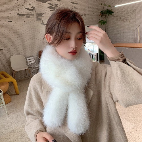 Rabbit Ears Fur Scarf Thickened Imitation Fur Warm Scarf Korean Style Solid Color Fox Fur Collar Student Winter Female