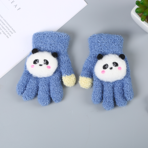 huiwang 2022 new children student autumn and winter fleece warm cartoon bear finger gloves factory spot direct sales