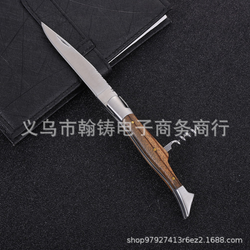 factory direct supply stainless steel bee steak knife wooden handle dining knife with wine bottle opener home french folding dining knife