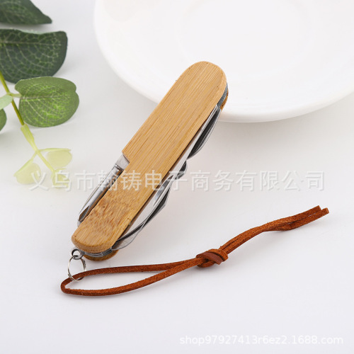 Factory Direct Supply Multifunctional Army Knife Folding Knife Bamboo Handle Wooden Handle 9 Open 11 Open Knife Outdoor stainless Steel Fruit Knife