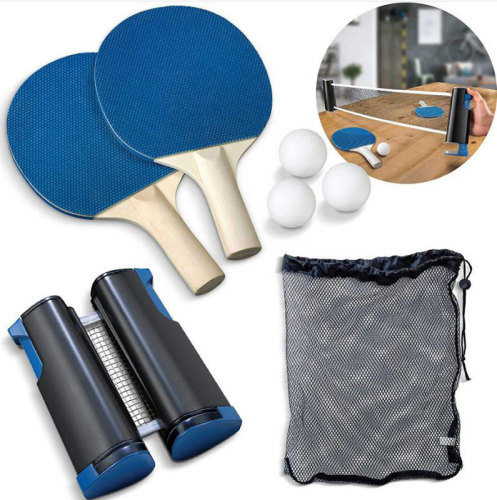 factory direct sales new portable table tennis racket telescopic net rack set with net table tennis racket set with 3 balls