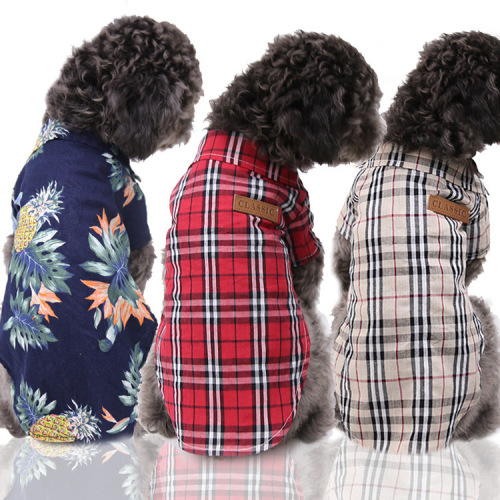 cotton shirt pineapple fruit hawaiian cool breathable plaid pet cat dog clothes spring and summer new products