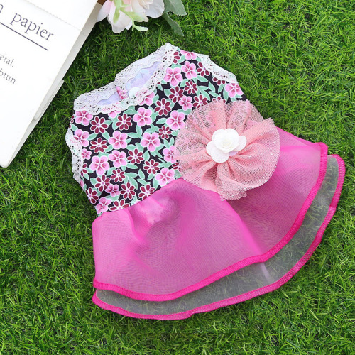 spring and summer new dog cat floral princess dress korean style pet supplies small medium dog wedding dress