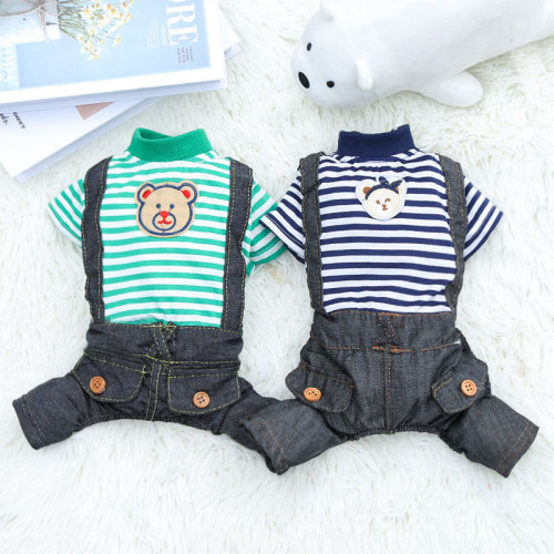 four-legged clothes striped bear overalls spring and autumn dog clothes skirt pants pet clothes cat clothing