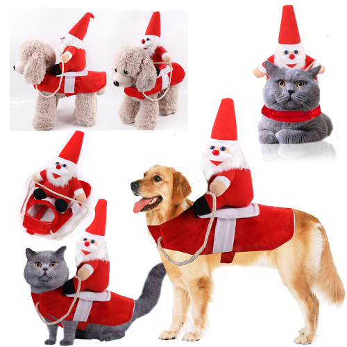 Puppy Dog Cat Medium Large Dog Christmas Clothes Decoration a Hacking Outfit Santa Claus Autumn and Winter Pet Supplies