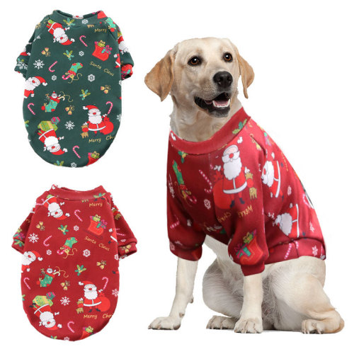 medium and large dog cat teddy bear french bucket clothes fleece-lined christmas printed sweater spring， autumn and winter pet supplies