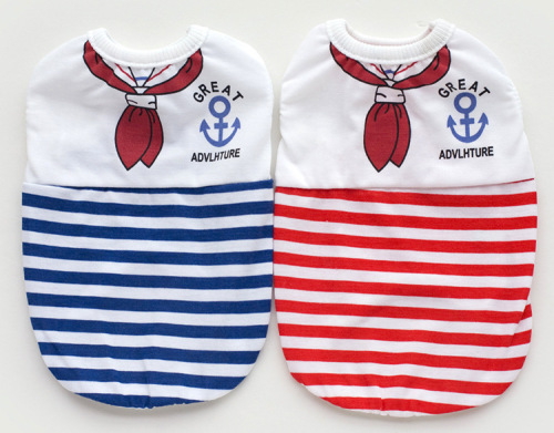 Spring and Summer New Navy Striped Dog Cat Pet Clothes Vest Red Bow Tie Supplies Factory Wholesale