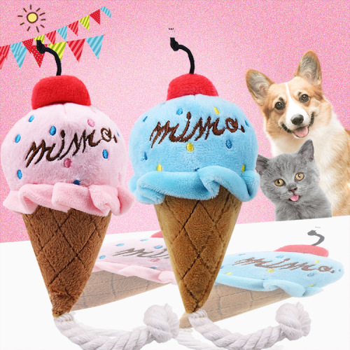 pet toy two-color ice cream sounding toy pink blue pet dog toy supplies cat toys