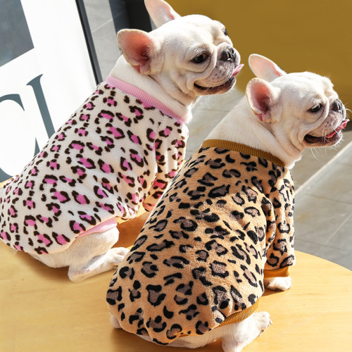 Leopard Print Large Dog French Bulldog Puppy Autumn and Winter Warm Pajamas Coat Pet Supplies Cat Two Feet clothes