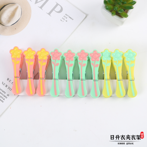 Risheng Clothespin Household Colorful Color Matching Plastic Strip Clothespin Drying Clothespin Clothespin Spring Sock Windproof Clip