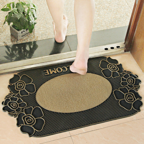 brilliant floor mat factory direct sales in sto wholesale entrance foyer doorway non-slip earth removing rose pattern rubber floor mat