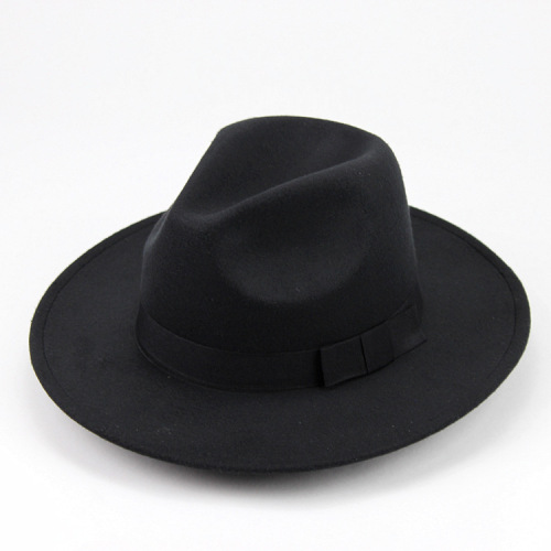 European and American Street Shot Woolen British Retro Fedora Hat Men‘s and Women‘s Big Brim Top Hat Felt Hat All-Matching Sun-Proof