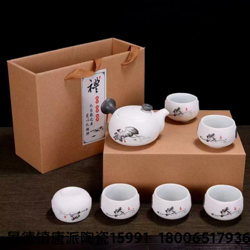 Hand-Painted Snowflake Ceramic Tea Set Ceramic Pot Kung Fu Tea Set Teapot Set tea Sea Ceramic Teacup Teacup Teacup Tea Bowl Pottery