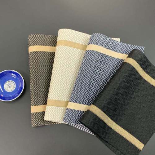 European Simple Natural Stripe PVC Placemat Coaster Dining Room Decoration Table Mat