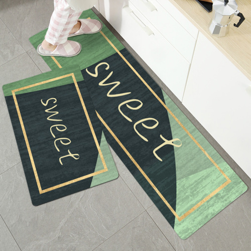 Modern Simple Home Oil-Proof Non-Slip Foot Mat Kitchen Floor Mat Waterproof Leather Mat Door Wholesale