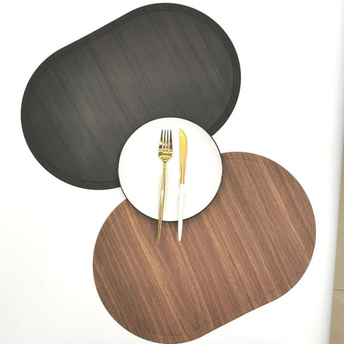 Factory Direct Sales Waterproof and Oil-Proof Western-Style Placemat Easy to Clean Wood Grain Placemat Home Decorative Pad